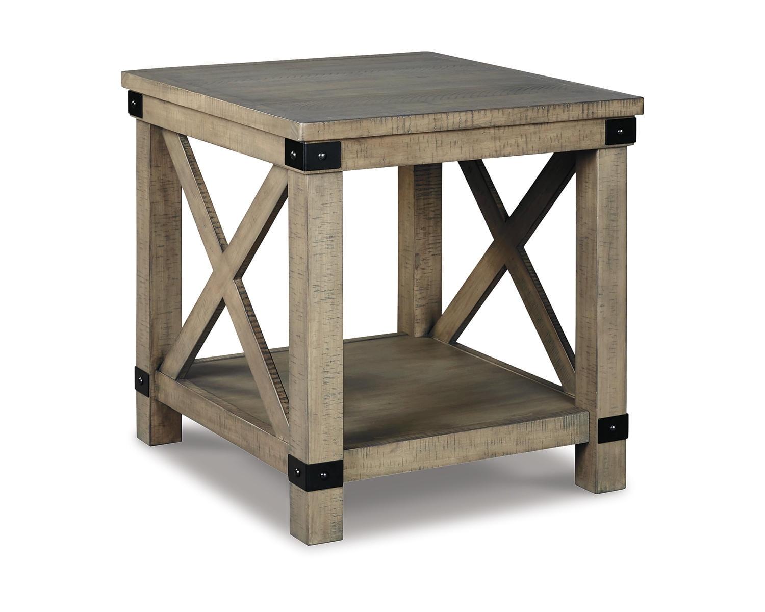 Aldwin Gray Pine Wood and Metal End Table