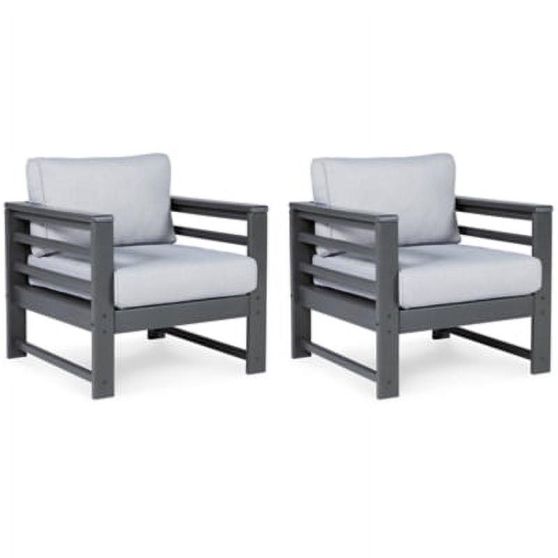 Signature Design by Ashley Casual Amora Outdoor Lounge Chair with Cushion (Set of 2)  Charcoal Gray