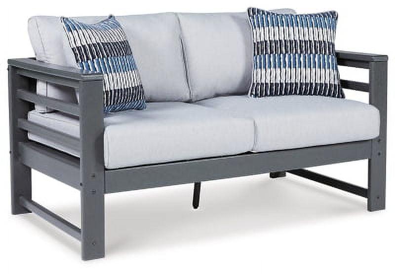 Charcoal Gray Transitional Outdoor Loveseat with Cushions