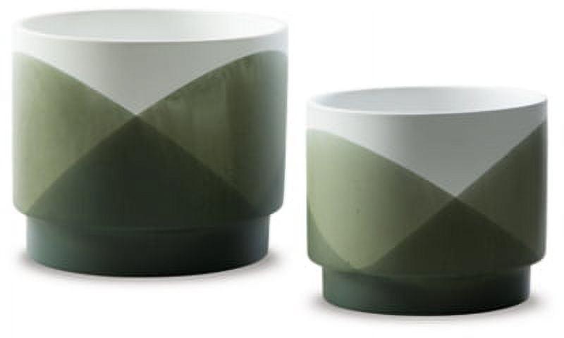 Ardenridge Contemporary Green and White Glazed Ceramic Planter Set