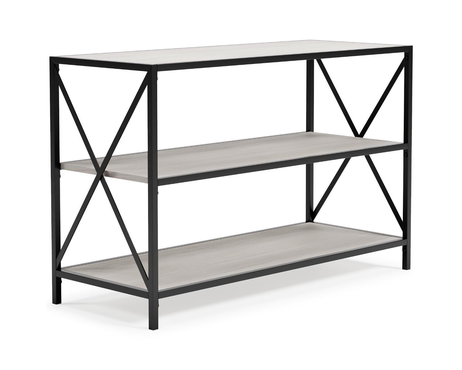 Transitional Urban Farmhouse 42'' White & Black Adjustable Bookcase