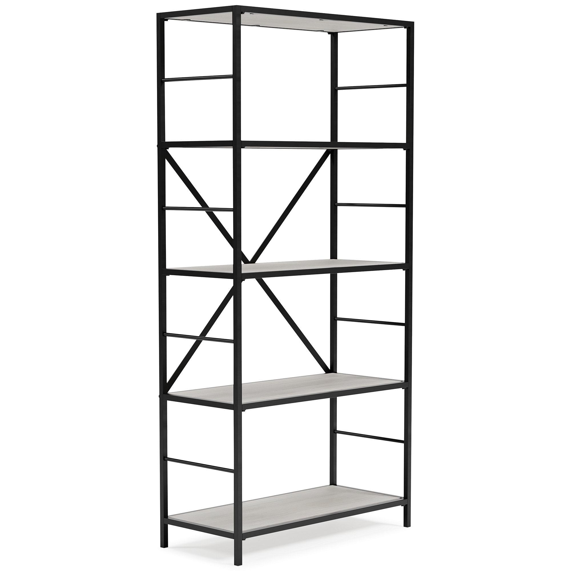 Adjustable 63" White and Black Transitional Bookcase