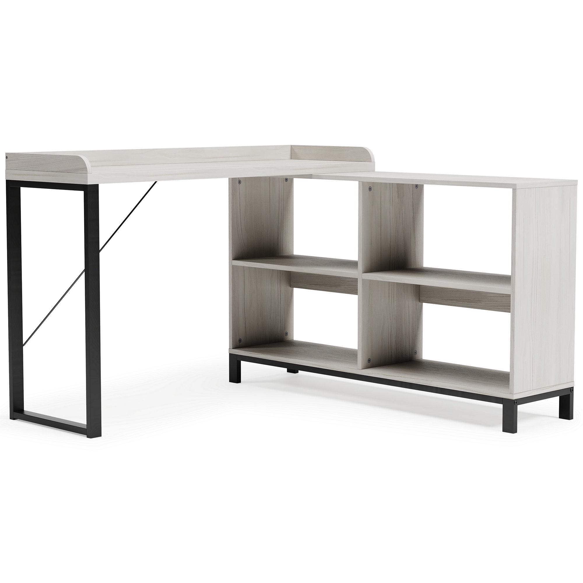 Black and White Executive Corner Wood Desk with Drawer