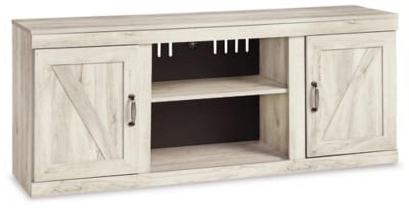 Transitional 60'' White TV Stand with Fireplace and Cabinet