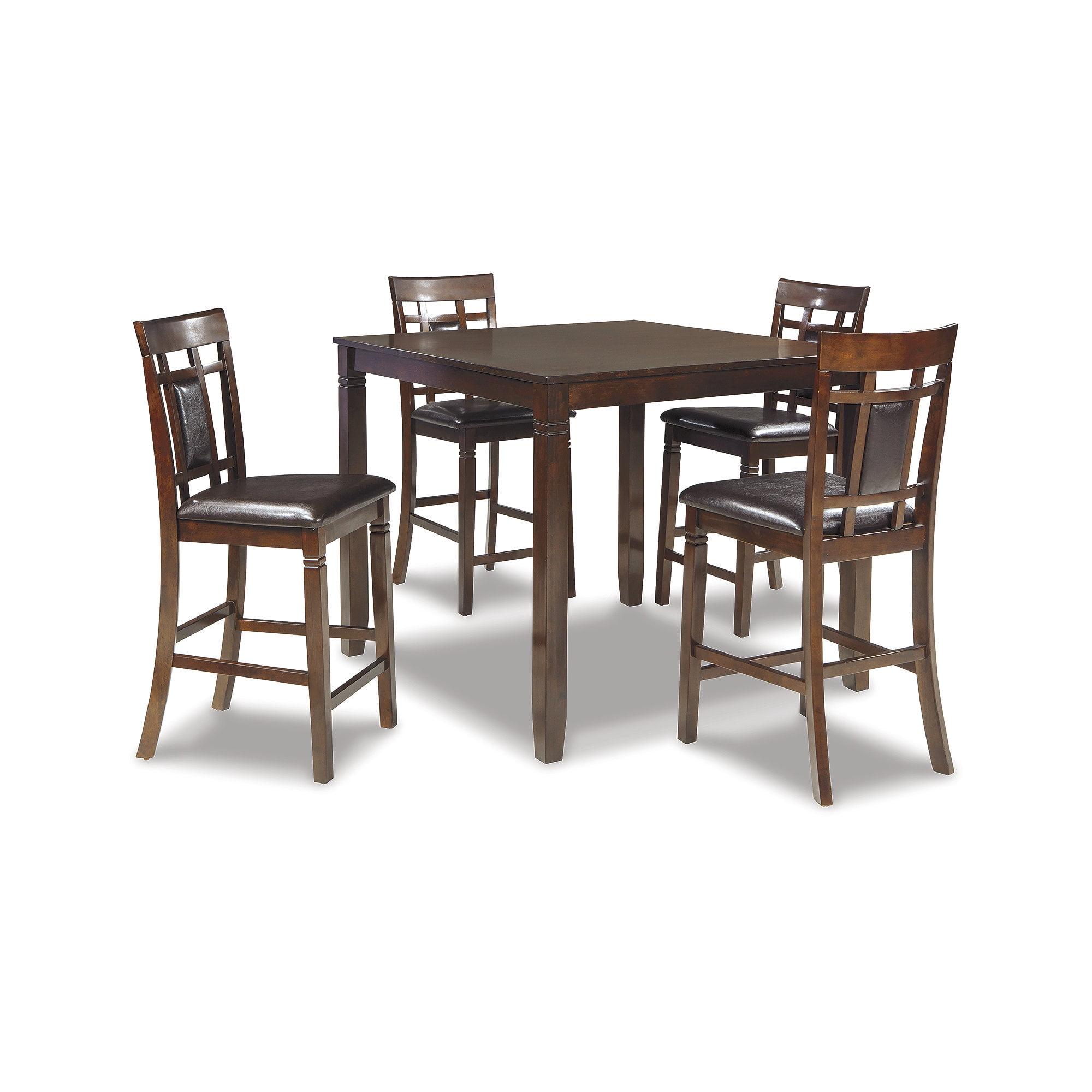 Bennox Counter Height Dining Table Set Brown: Faux Leather Stools, 5-Piece - Signature Design by Ashley