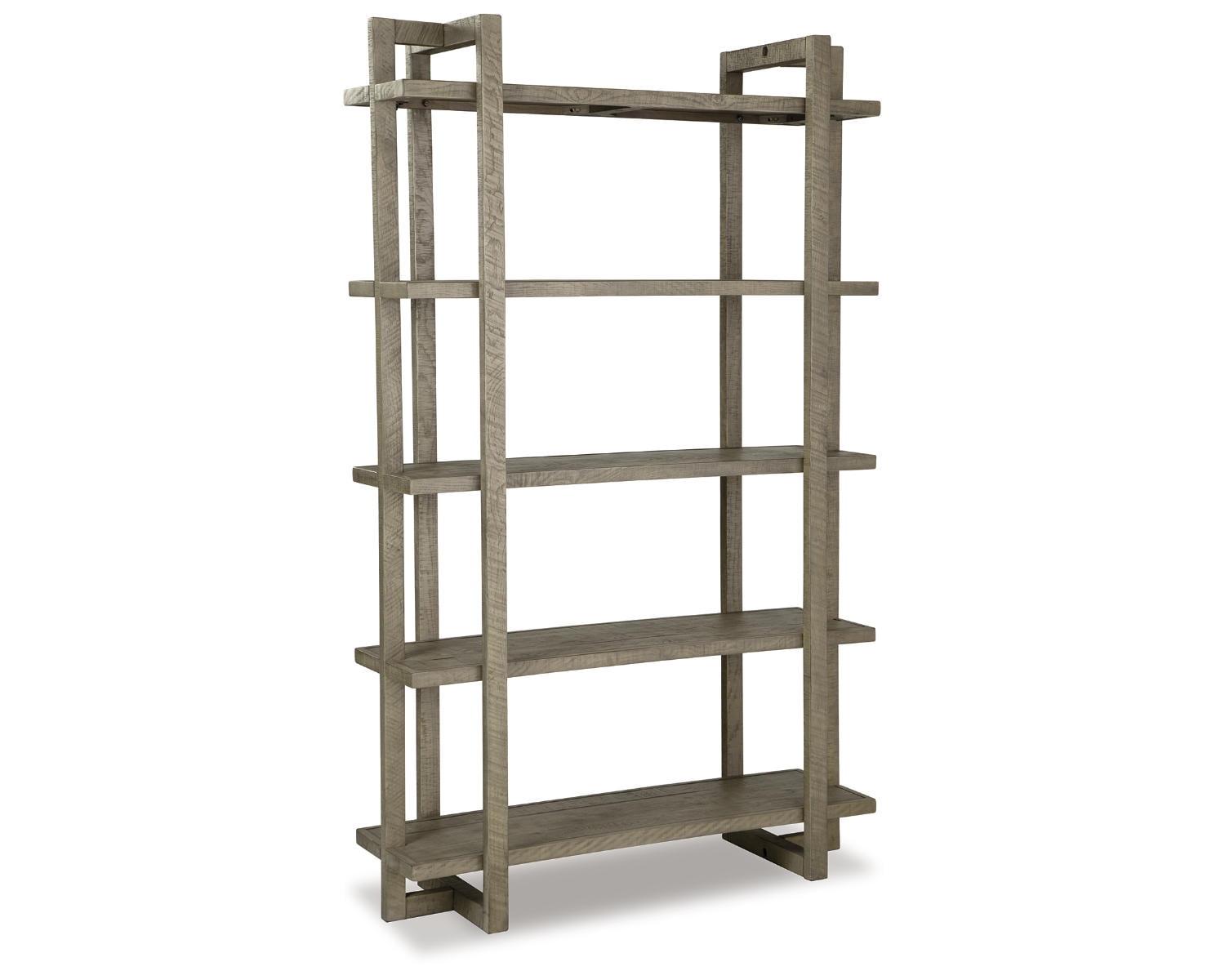 Bergton 48'' Wide Solid Wood Etagere Bookcase in Distressed Gray