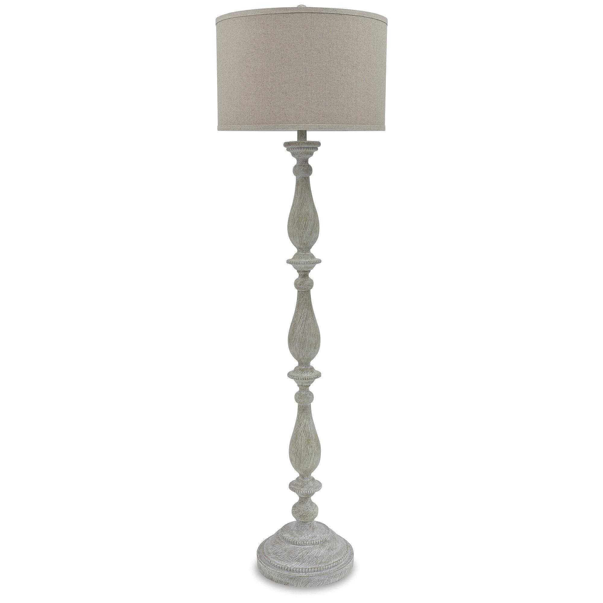 Bernadate Poly Floor Lamp Whitewash - Signature Design by Ashley: Resin Standing Lamp with 3-Way Switch