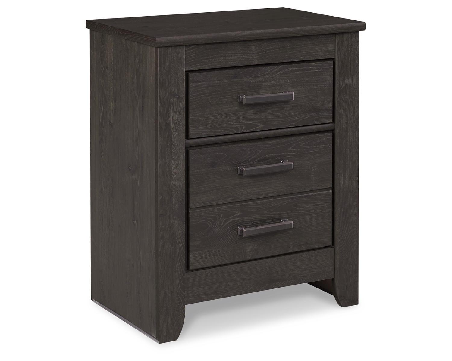 Charcoal Gray 2-Drawer Transitional Nightstand