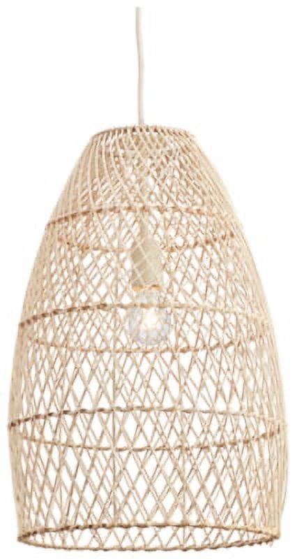 Bohemian Charm Natural Rattan 14.5" Pendant Light, Beige