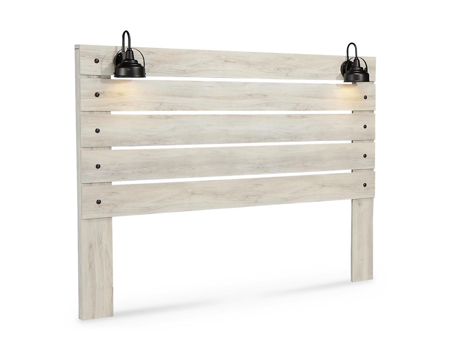 Signature Design by Ashley King Cambeck Panel Headboard White: Traditional Style, Laminated Finish, USB Port