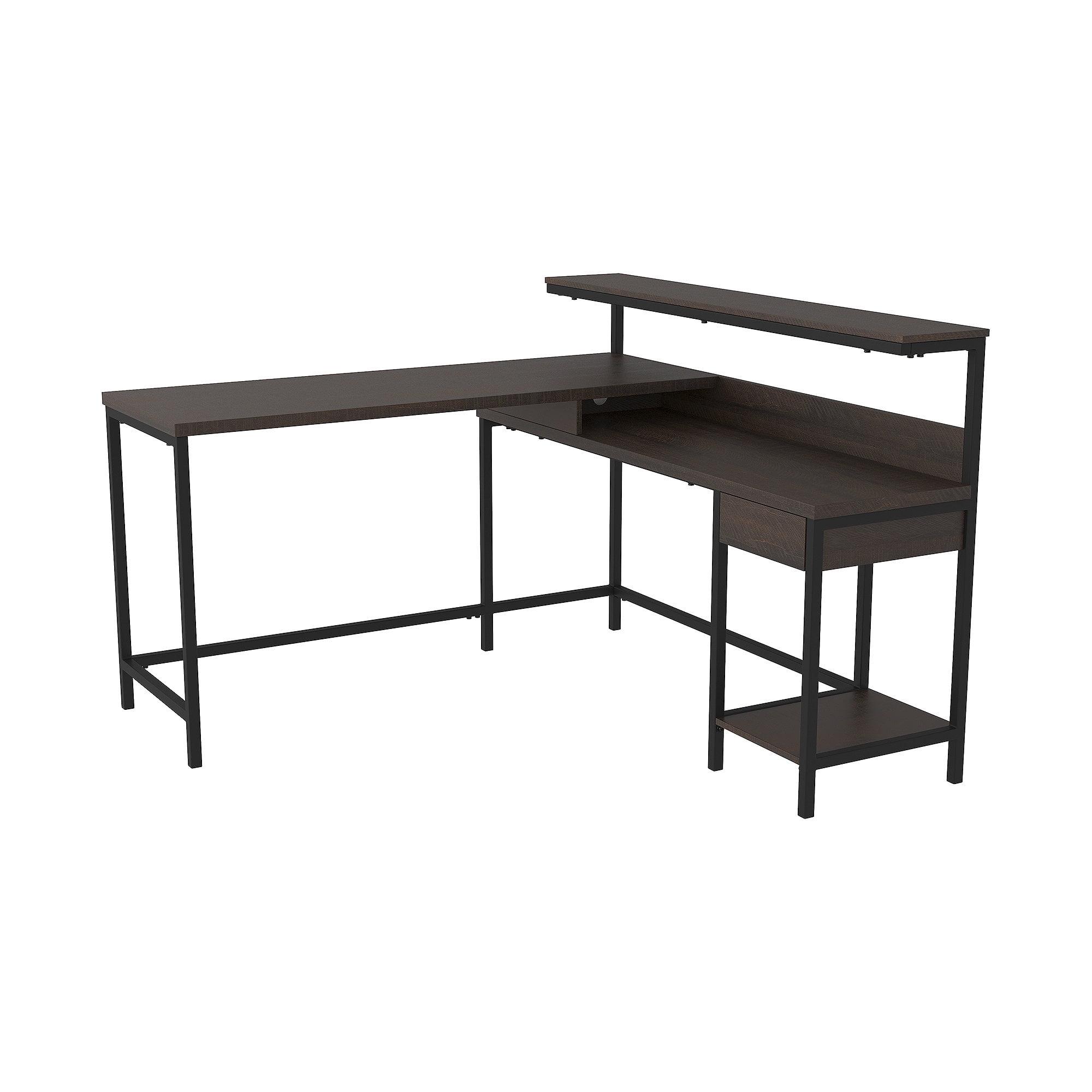 Signature Design by Ashley Casual Camiburg Home Office L-Desk with Storage Warm Brown