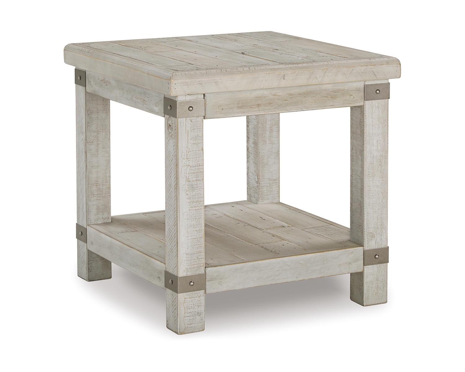 Carynhurst Rectangular End Table White - Signature Design by Ashley: Farmhouse Style, Distressed Finish, Storage Shelf