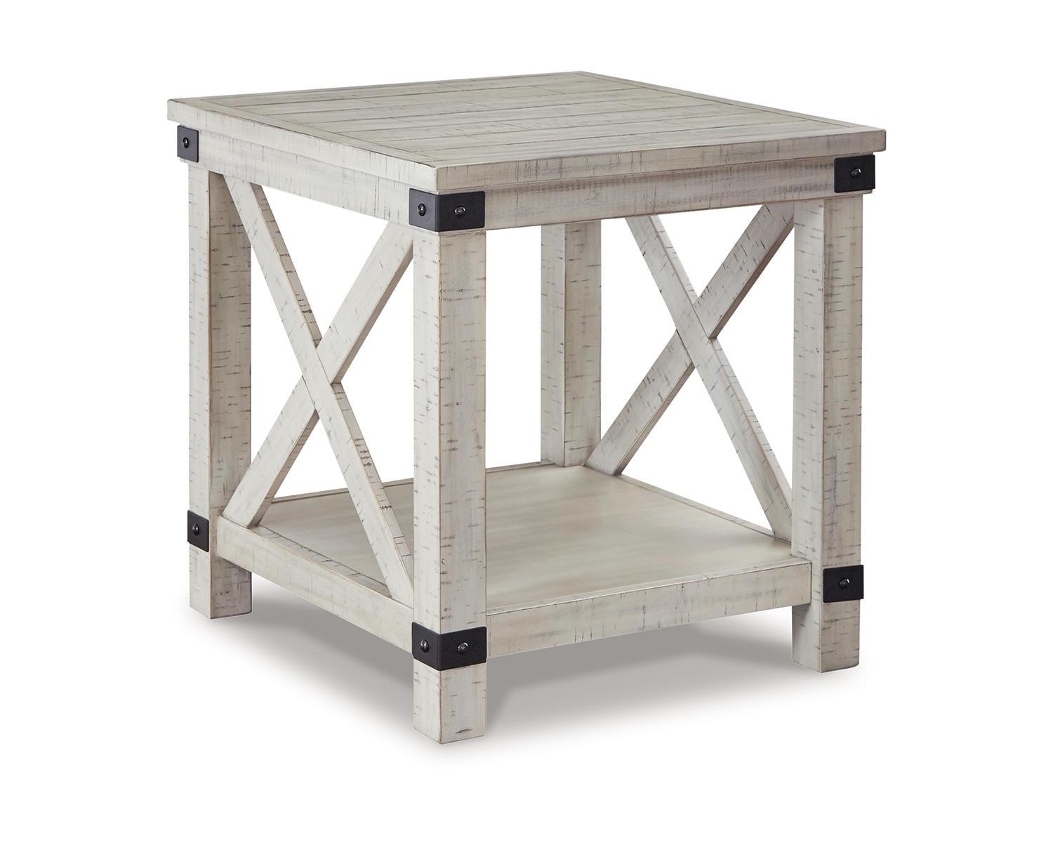 Carynhurst Contemporary White Wood Rectangular End Table with Storage