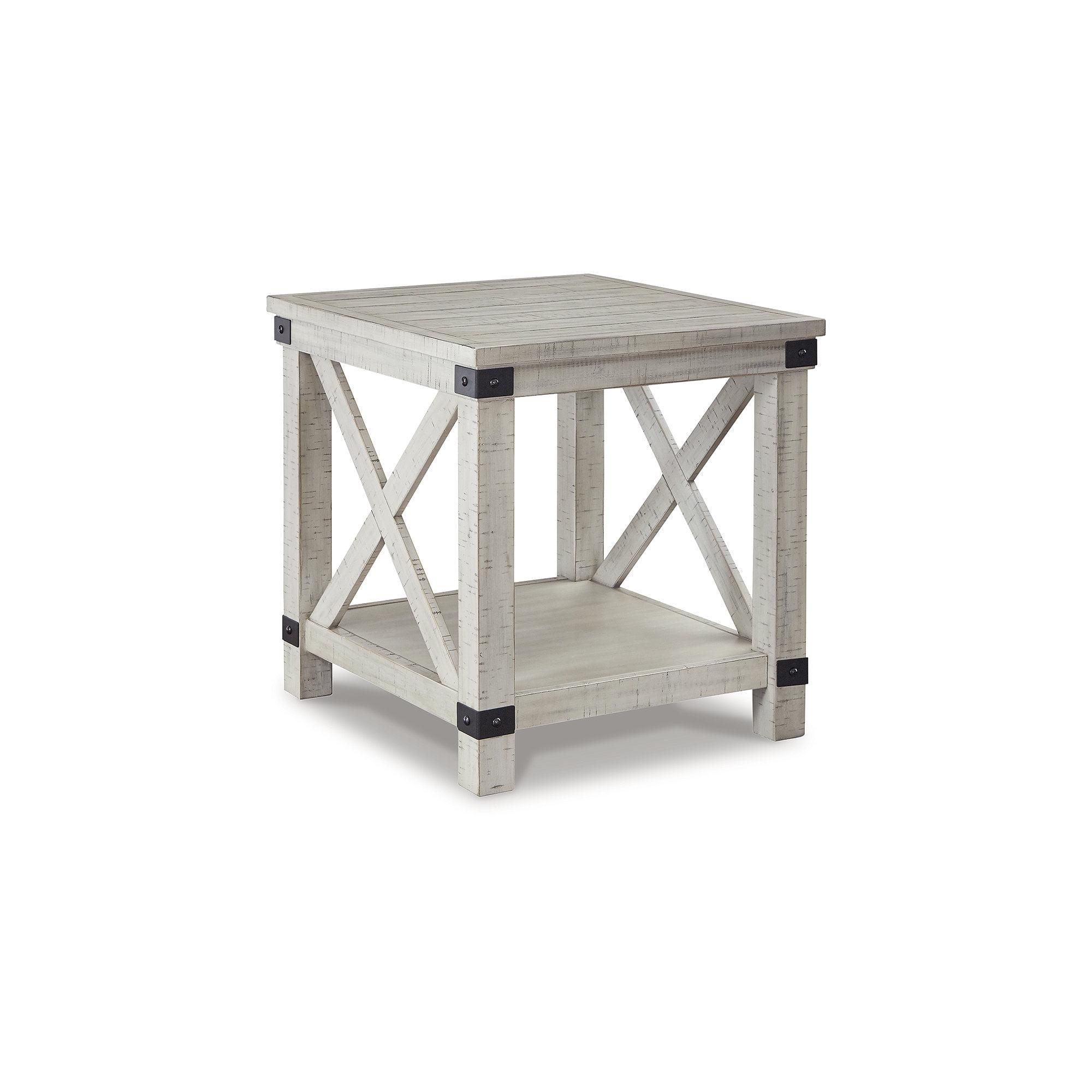 Carynhurst Contemporary White Wood Rectangular End Table with Storage