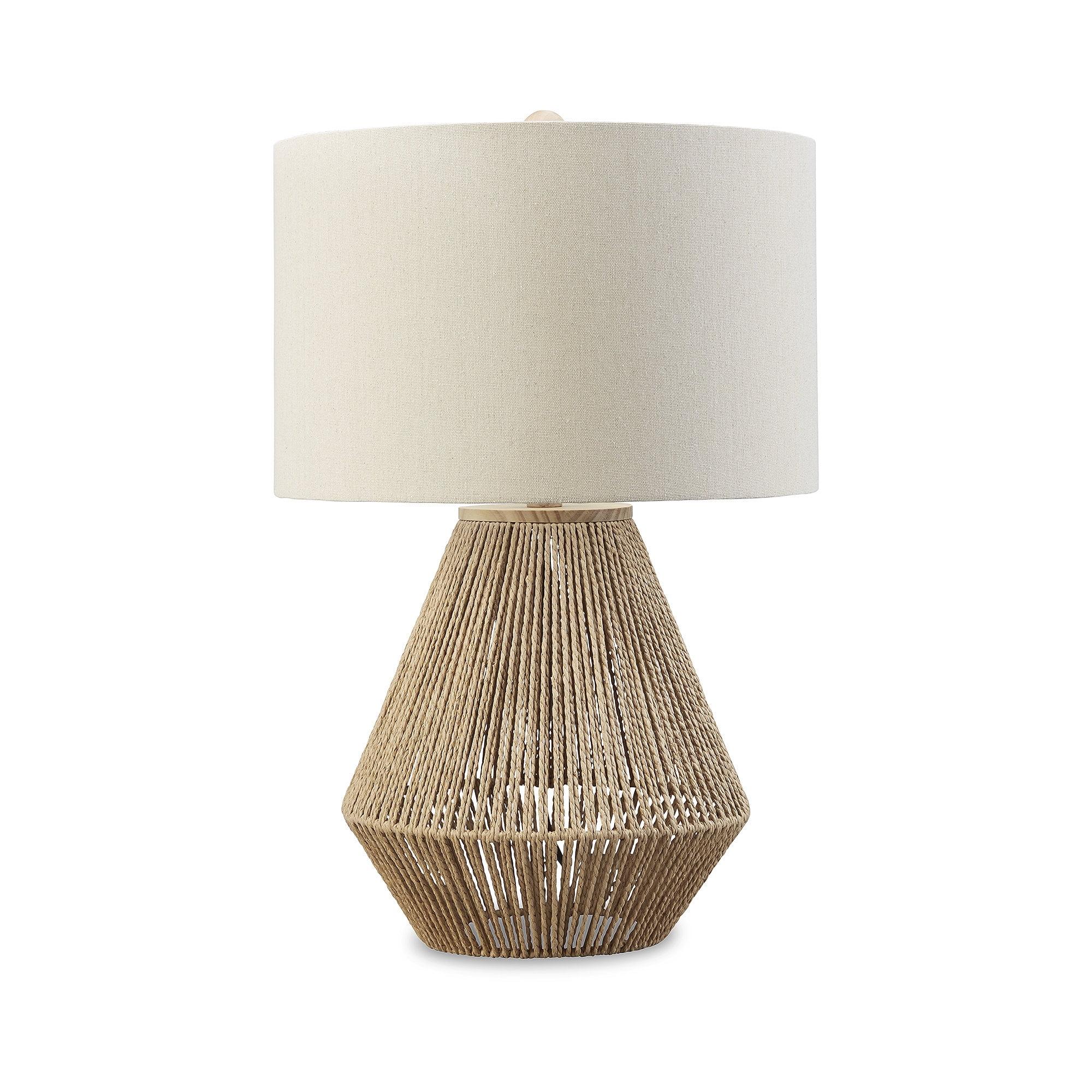 Signature Design by Ashley Clayman Table Lamp  Natural/Beige : Bohemian Style, 3-Way Lighting, UL Listed