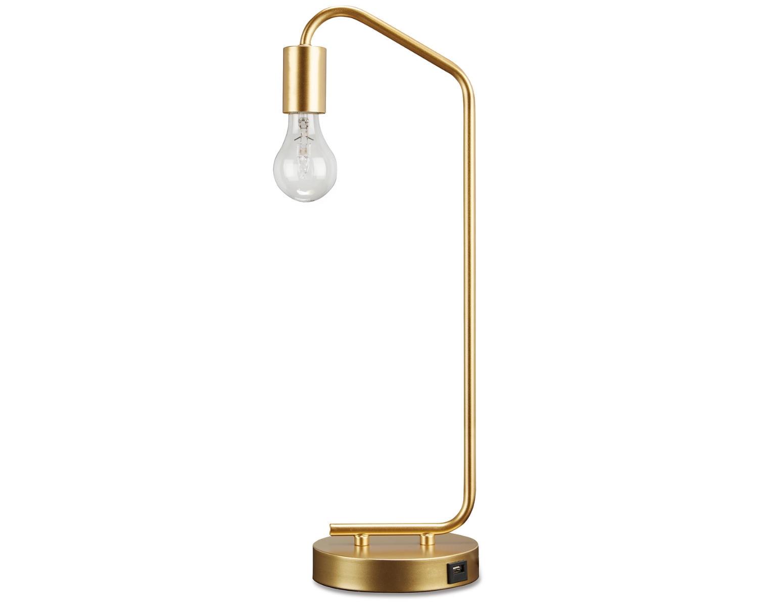 Covybend Metal Desk Lamp Gold - Signature Design by Ashley: Modern Accent, USB Port, No Shade, UL Listed