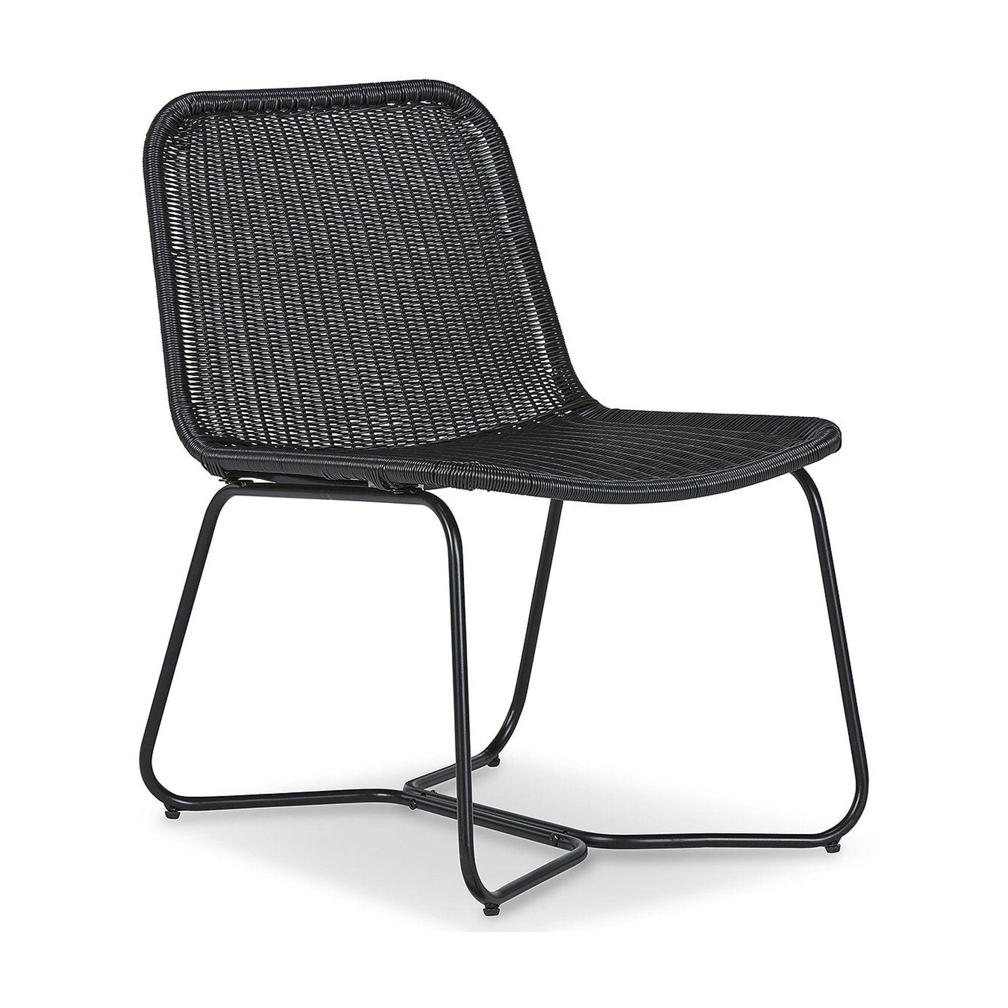 Black Wicker Armless Accent Chair with Metal Base