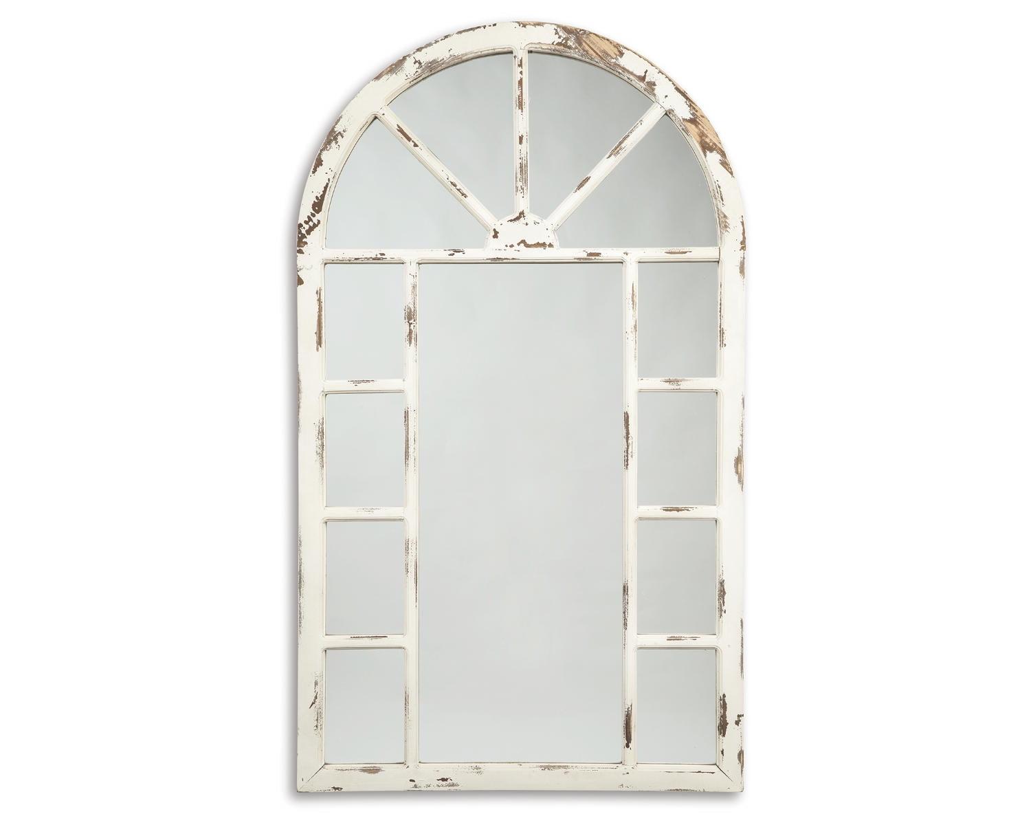 White Distressed Wood Rectangular Accent Mirror, 30" x 52"