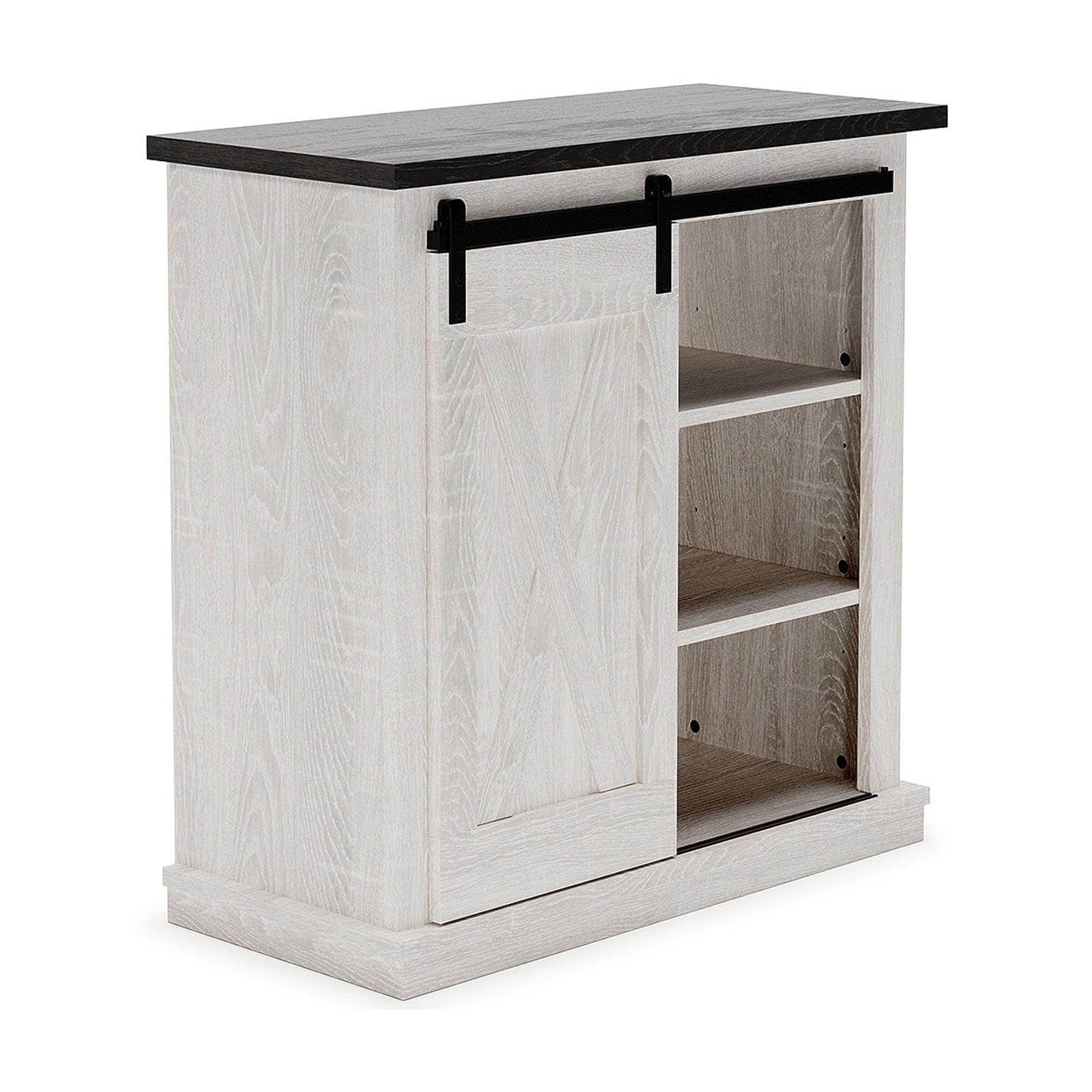 Whitewash and Dark Wood Rustic Accent Cabinet with Adjustable Shelving