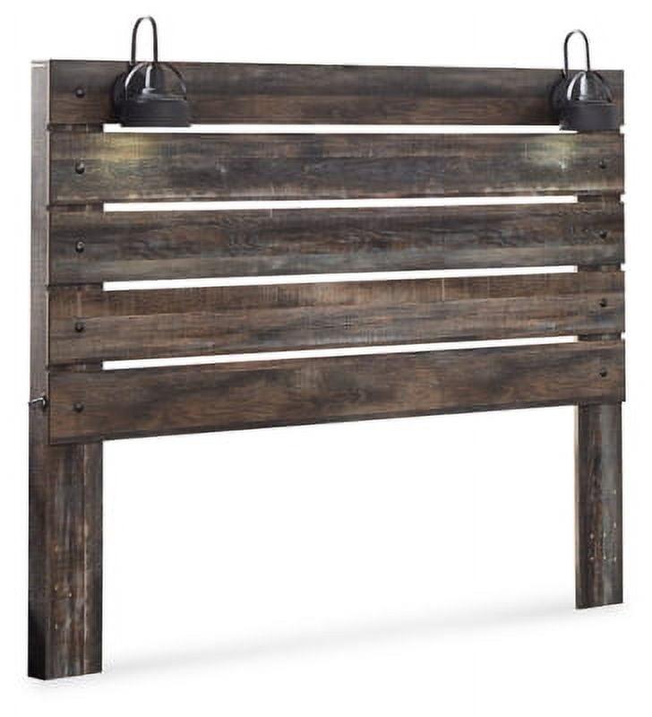 Rustic King Storage Bed with USB Charging, Brown Wood