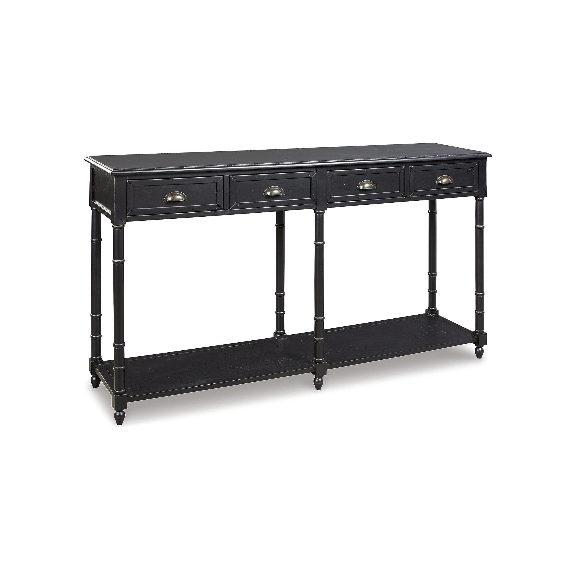 Transitional Black Wood Console Table with Storage