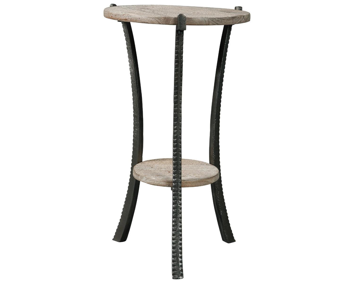 Enderton Side Table White Wash/Pewter - Signature Design by Ashley: Round, Modern, Open Shelf Storage