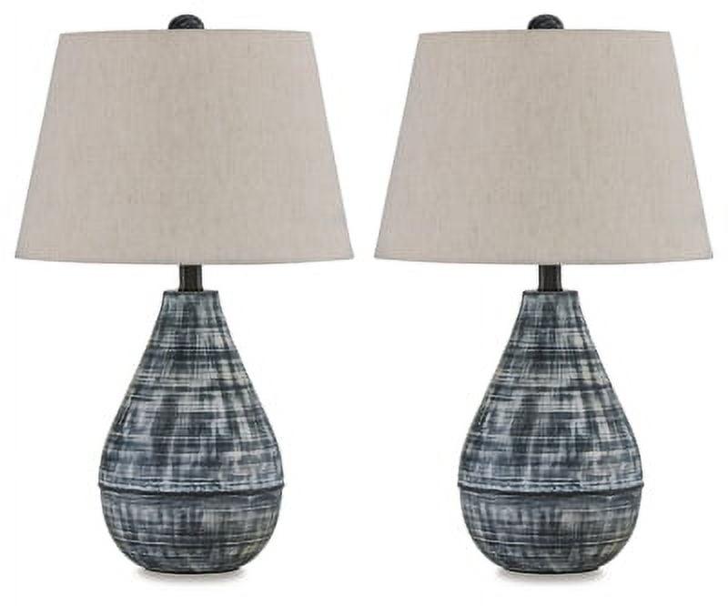 Antiqued Black and Taupe Metal Table Lamp Set