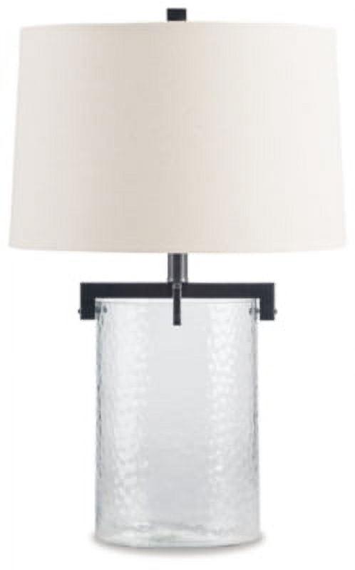 Clear and Antique Black Textured Glass Table Lamp