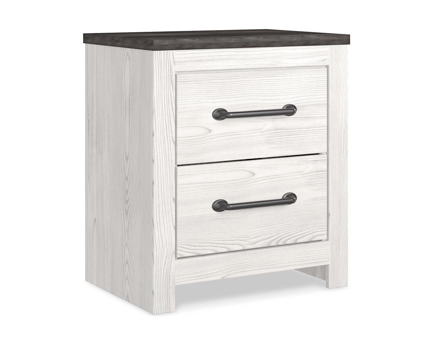 Transitional Gray and White 2-Drawer Nightstand