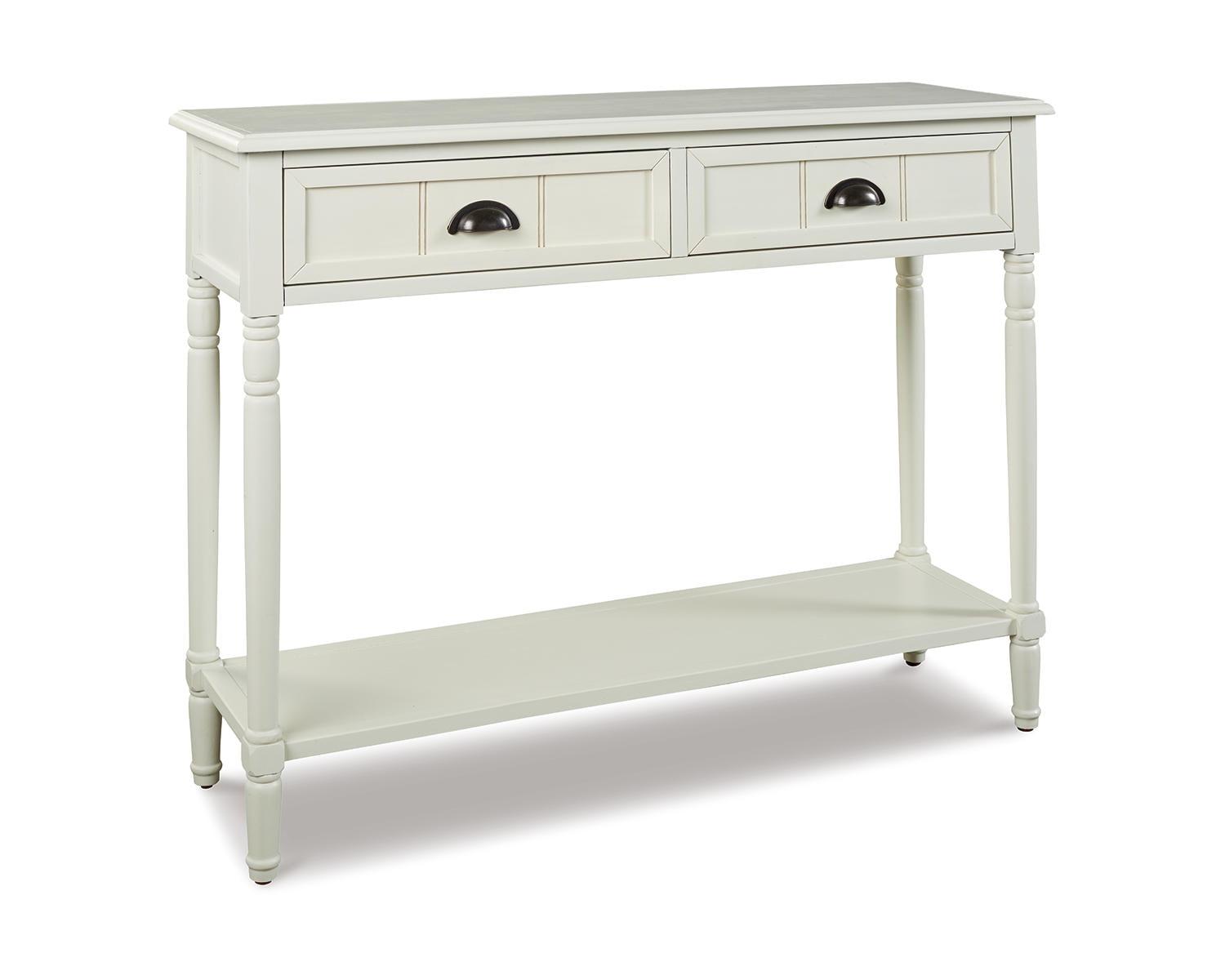 Vintage Charm White Rectangular Console Table with Storage