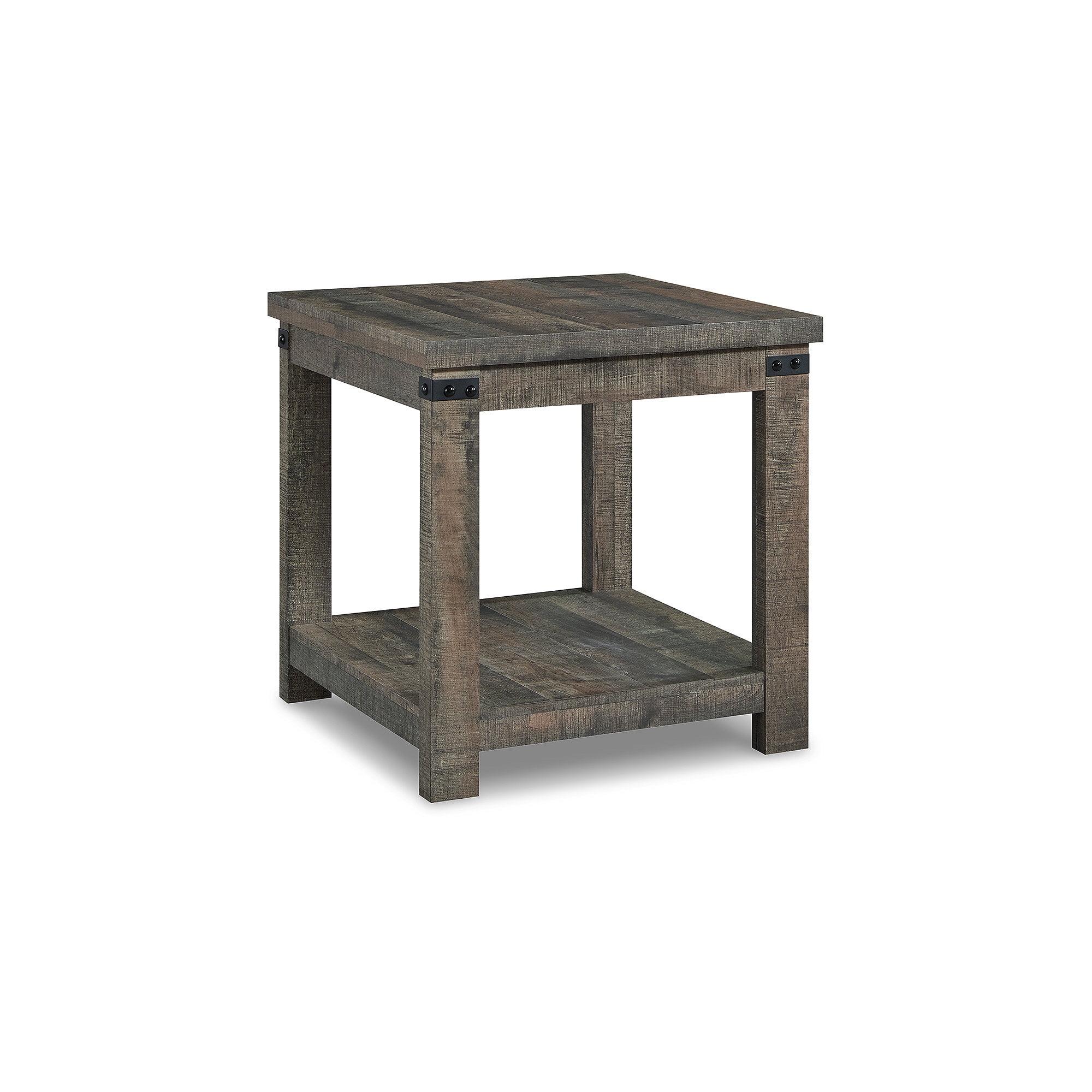 Chic Contemporary 24'' Brown Wood Square End Table with Storage