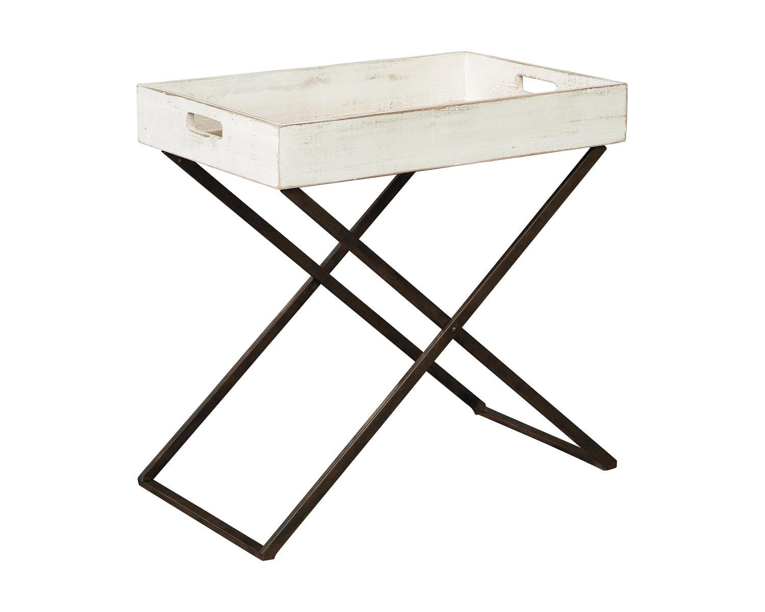 Ashley Transitional Tray-Top Accent Table in Antique White