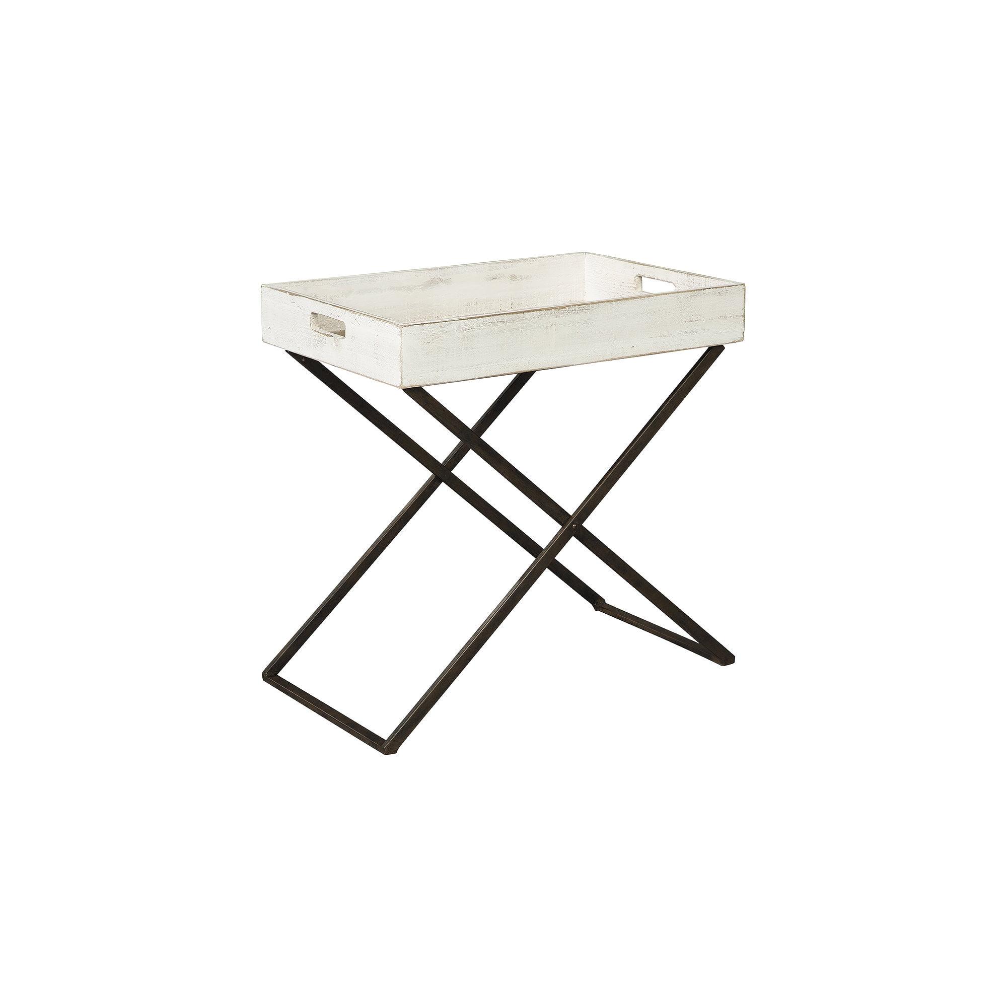 Ashley Transitional Tray-Top Accent Table in Antique White