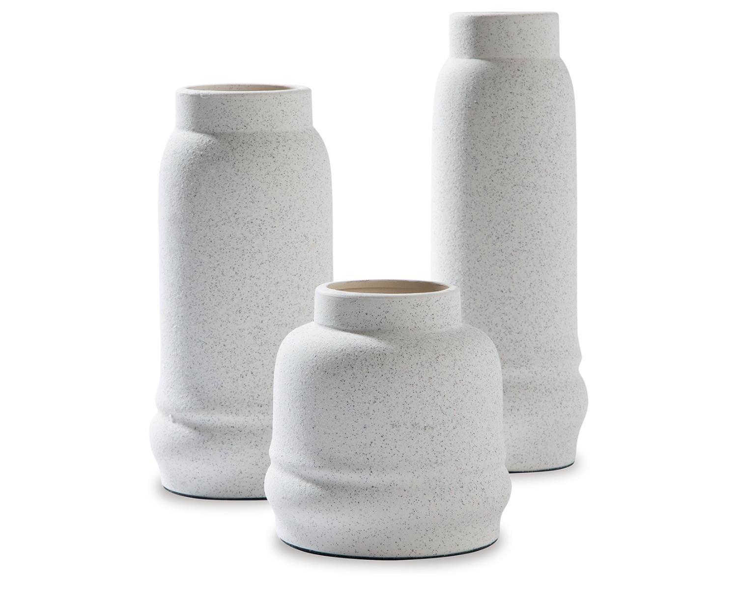 Jayden Textured White Ceramic Table Vase Trio