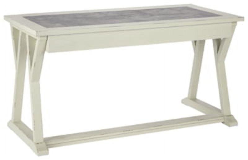 Transitional Gray and White Home Office Desk with 3 Drawers