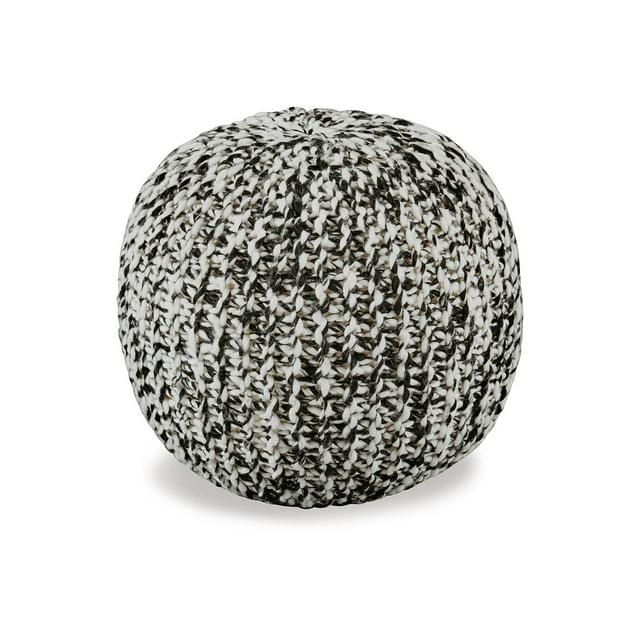 Latricia Pouf Black/White - Signature Design by Ashley: Modern Geometric Upholstered, No Assembly Required