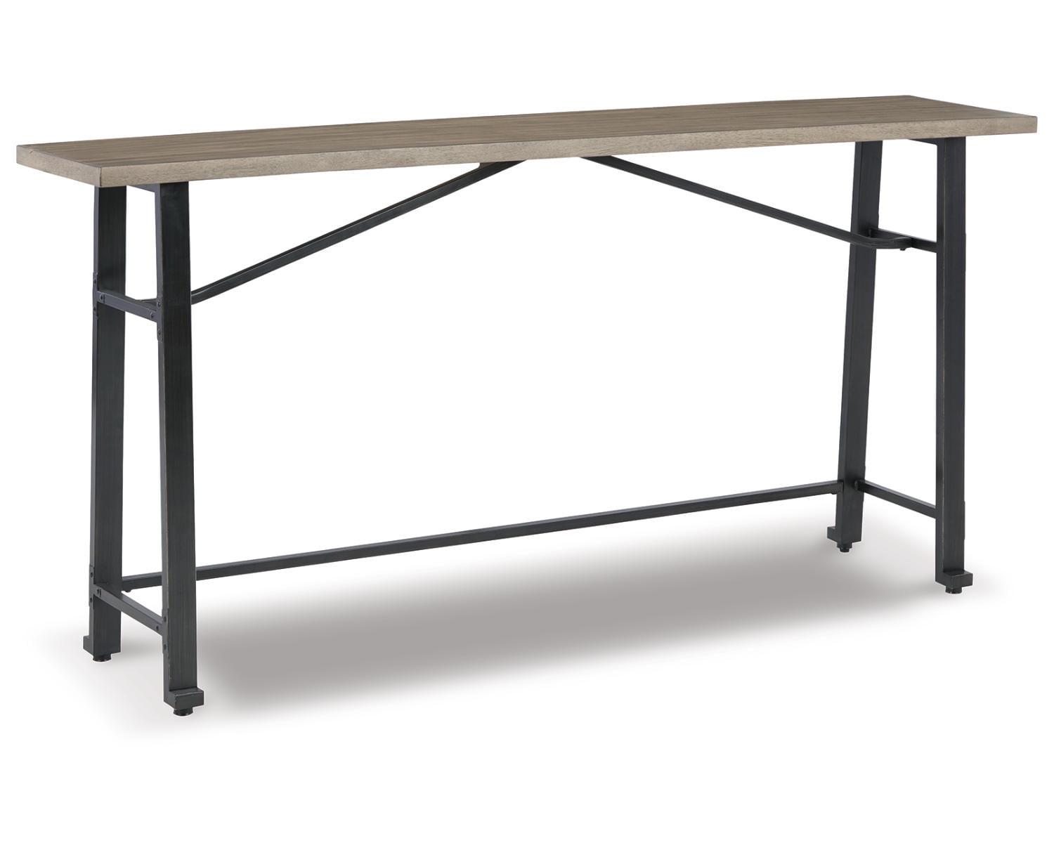 Transitional 72" Reclaimed Wood and Iron-tone Long Counter Table