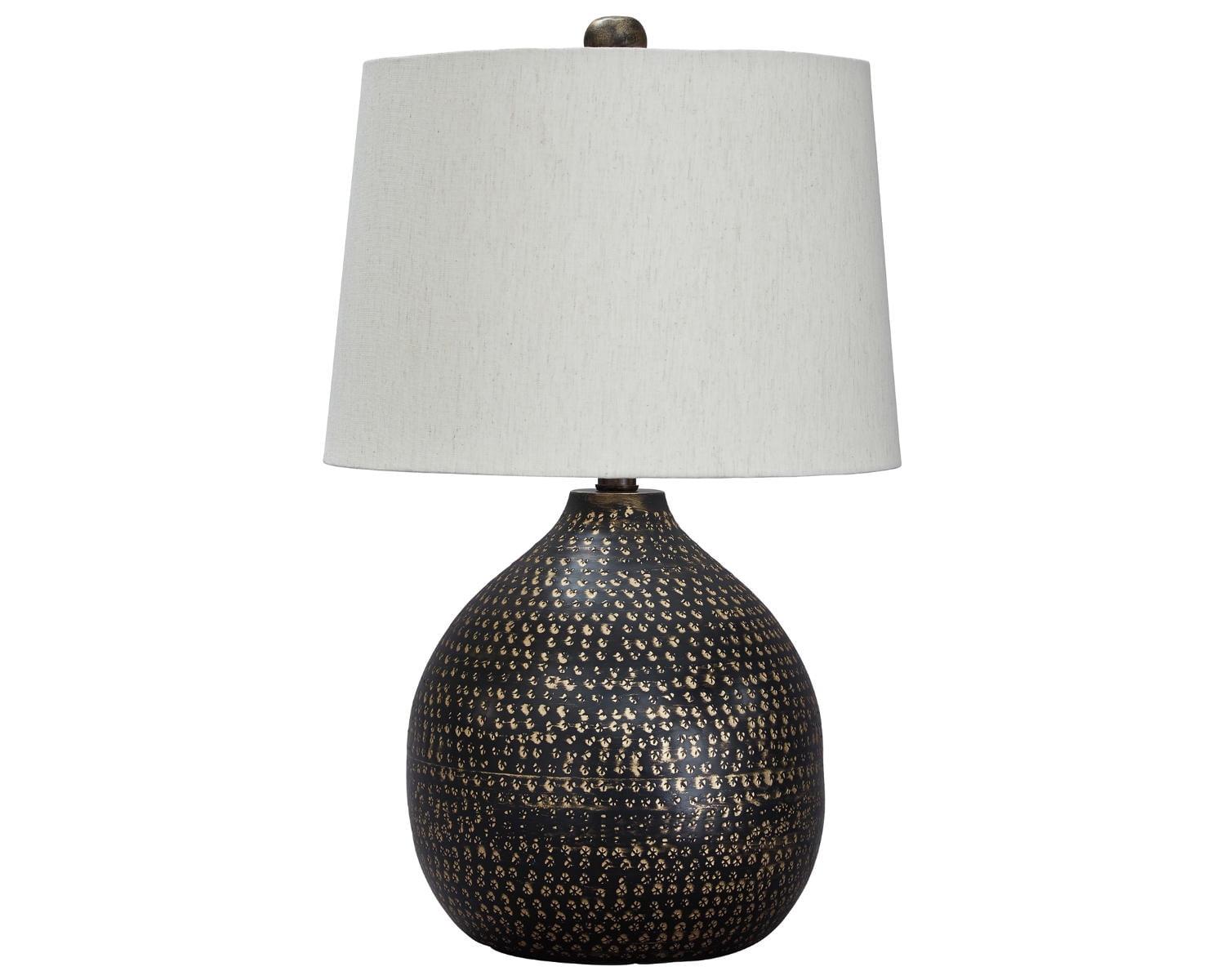 Black and Gold 25" Metal Table Lamp with Drum Shade