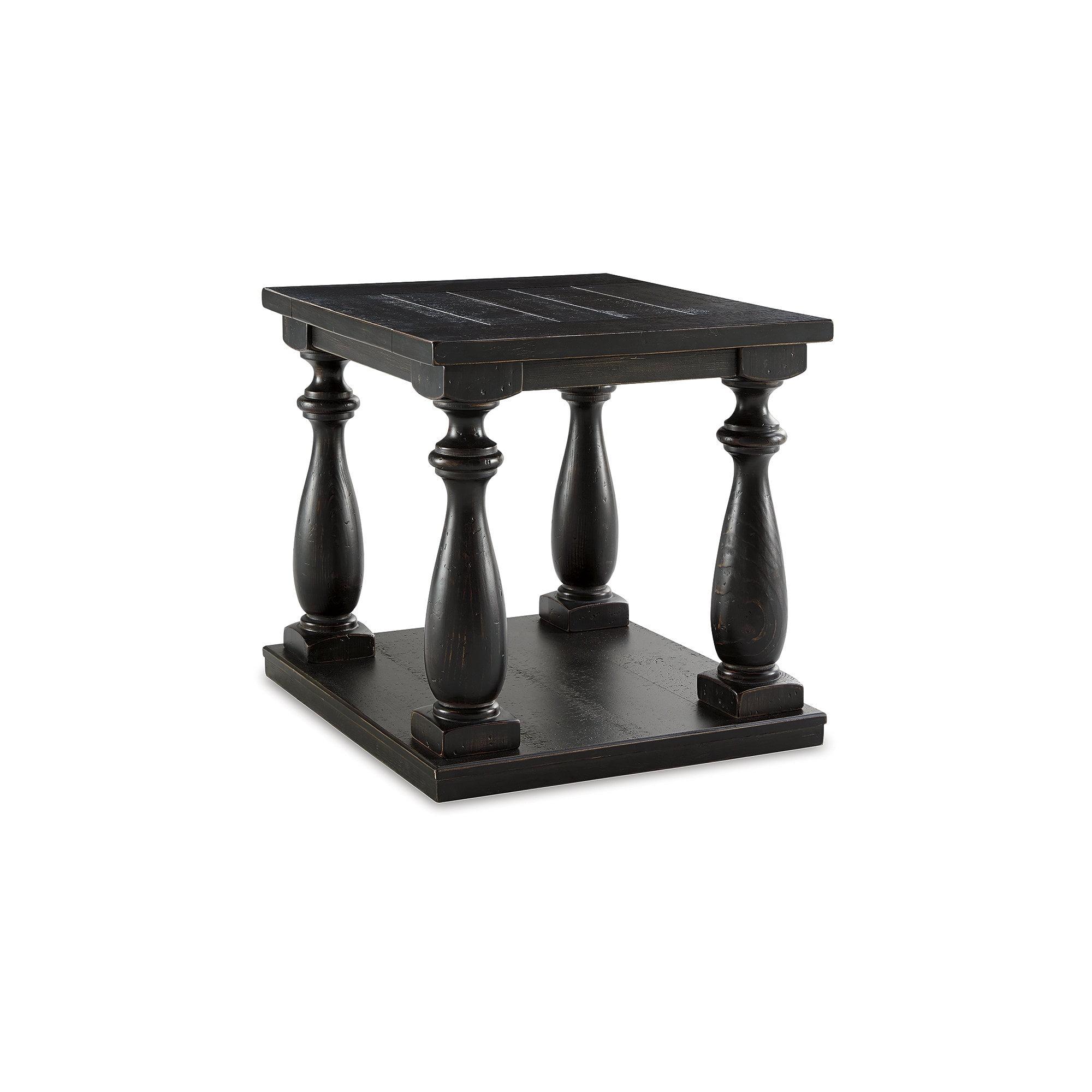 Mallacar Black Wood Rectangular End Table