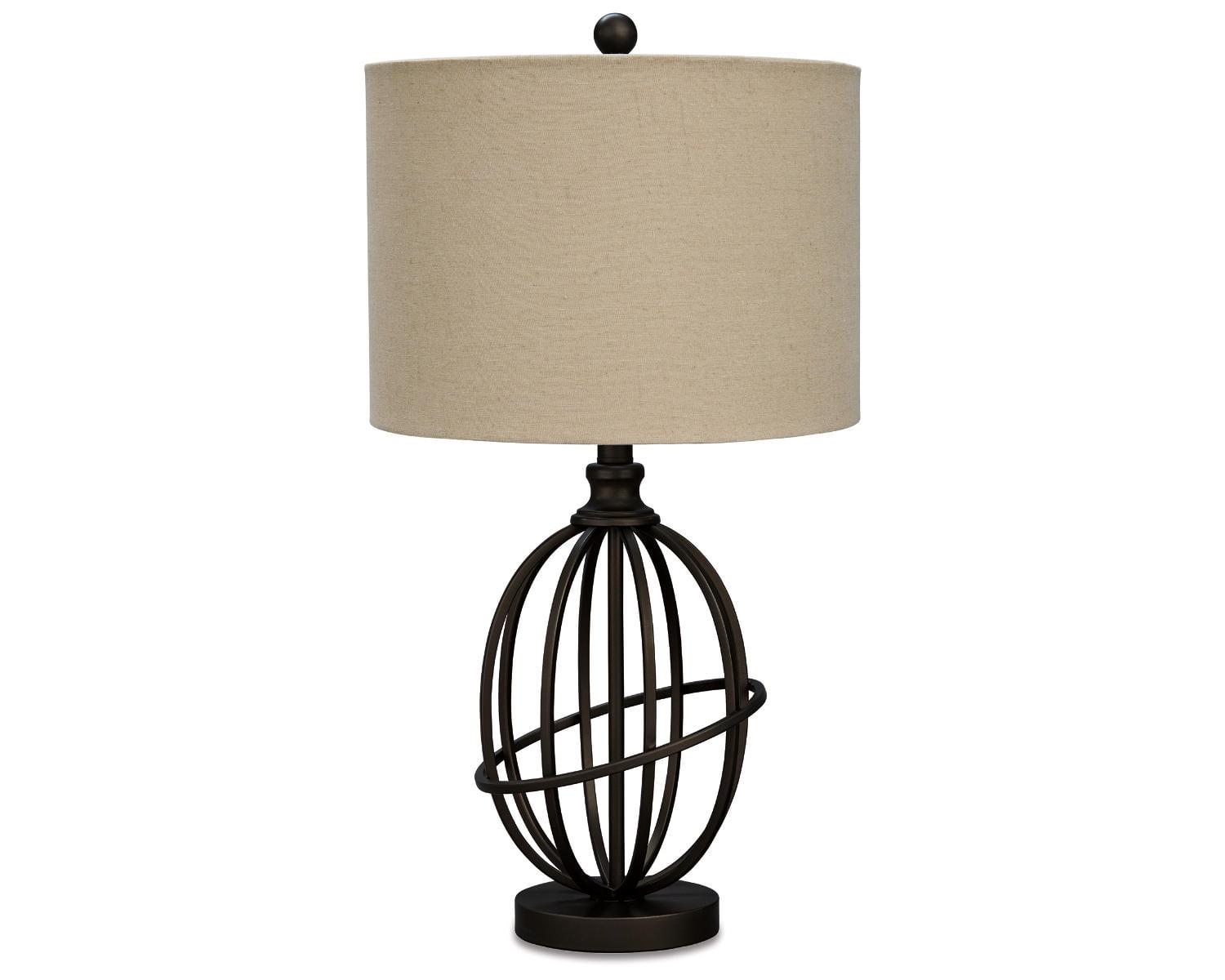 Manasa Metal Table Lamp Antique Brass - Signature Design by Ashley: 3-Way Switch, Linen Shade, for Living Room & Nightstand
