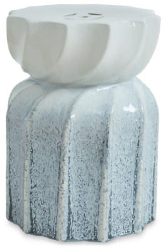 Transitional Cream/Gray Glazed Ceramic Stool, 13"x13"x17.5"