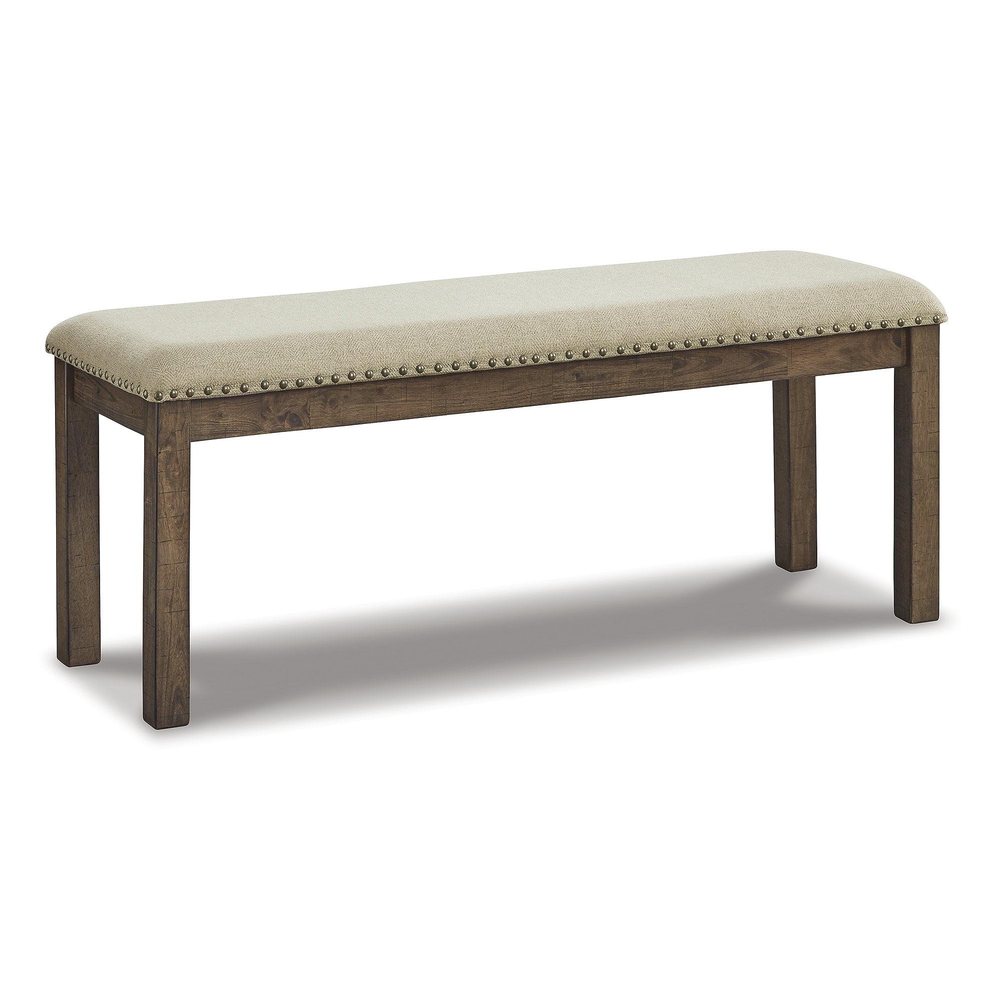 Nutmeg Brown Upholstered Bench with Nailhead Trim