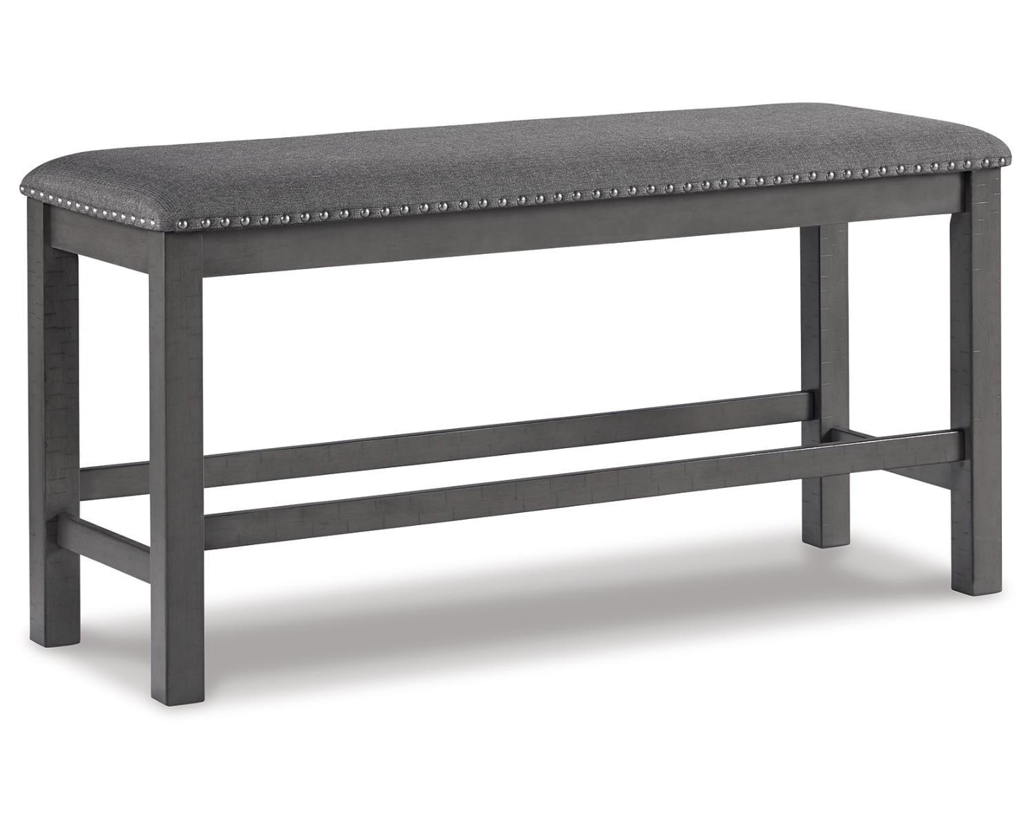 Transitional Gray Cushioned 48'' Dining Bench with Nailhead Trim