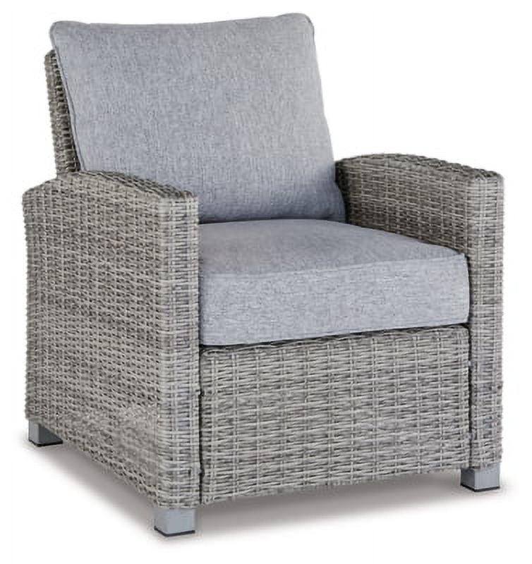 Beige and Gray Resin Wicker Lounge Chair with Cushions