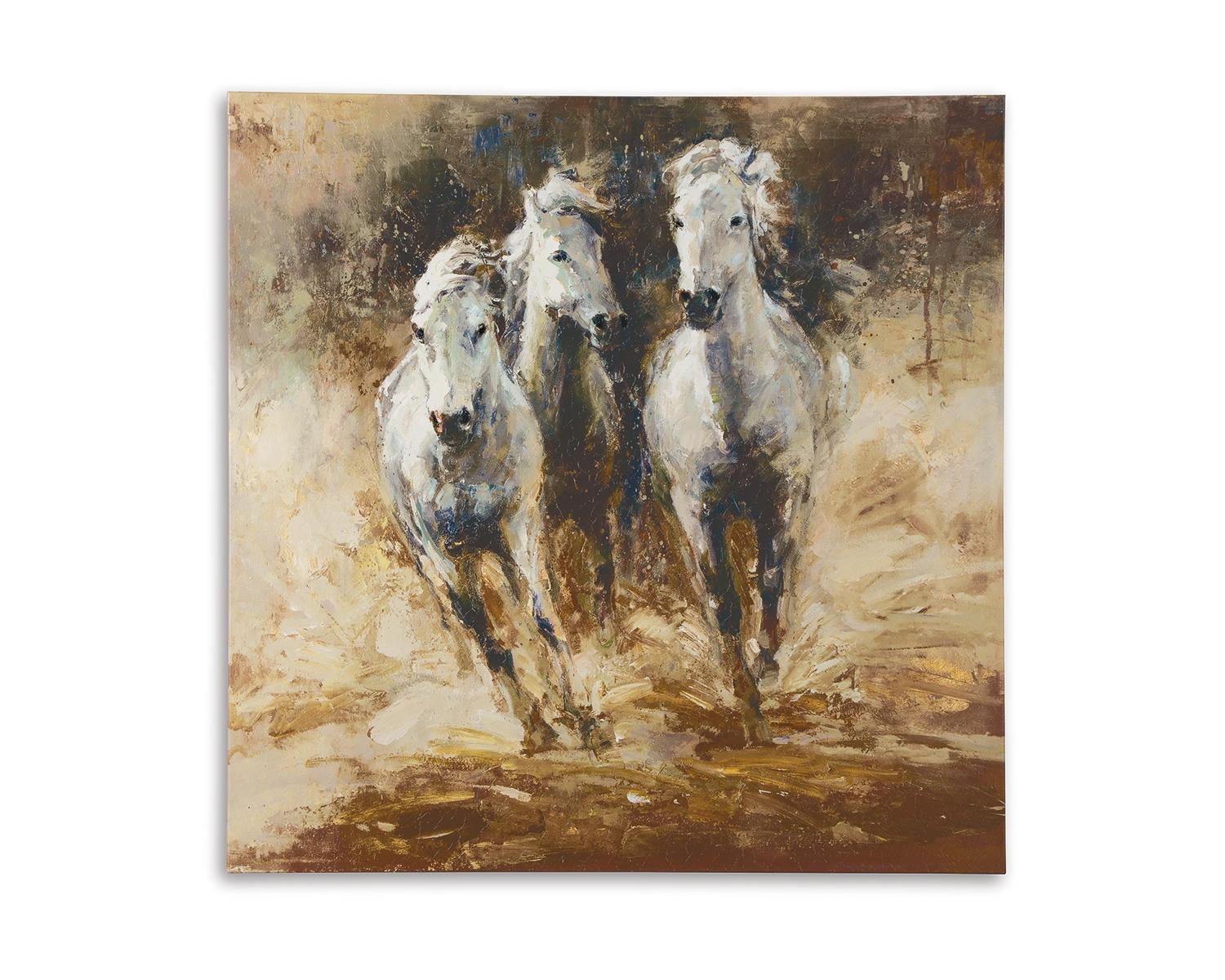 Gray and Brown Horse Canvas Wall Art, 48 x 48 Inch