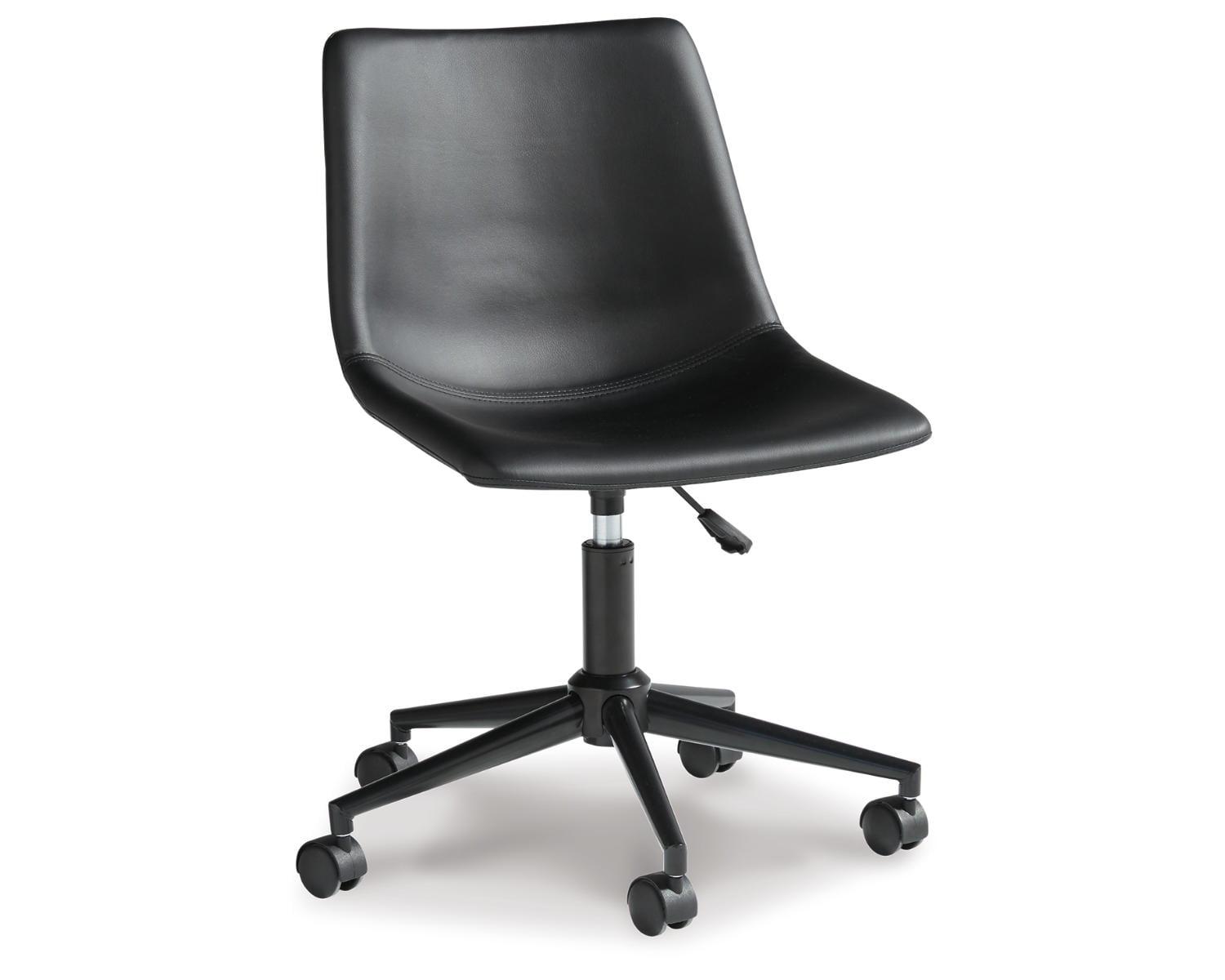 Transitional Black Faux Leather Armless Desk Chair