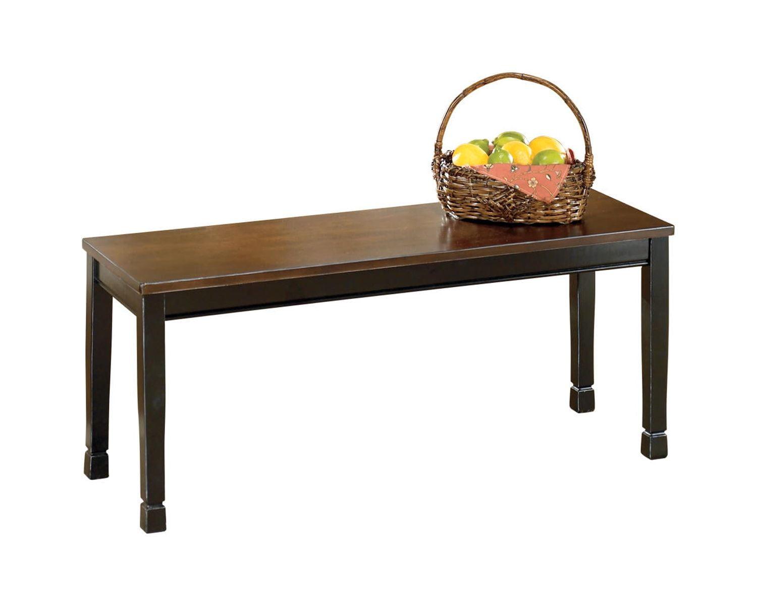 Transitional Black and Brown Wood Dining Bench