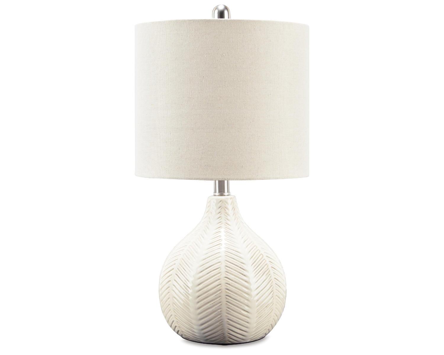 Rainermen Ceramic Table Lamp Off-White - Signature Design by Ashley: Modern Bedside Lighting, UL Listed