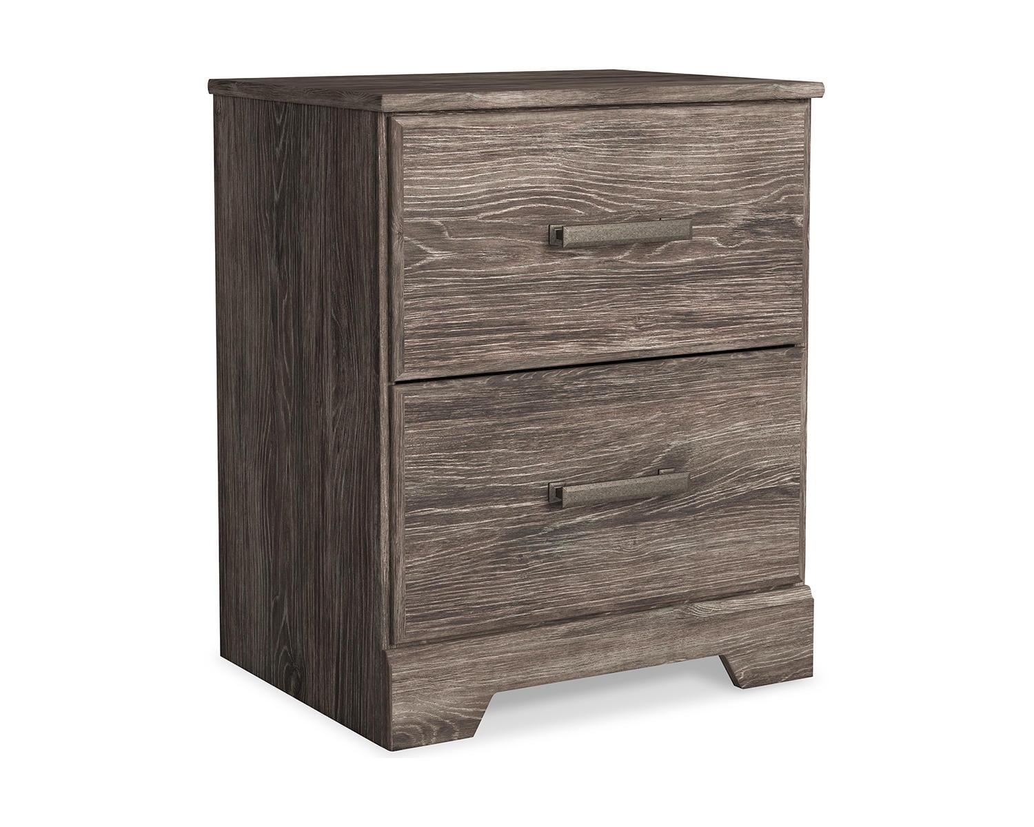 Gray Transitional 2-Drawer Nightstand with Pewter Handles