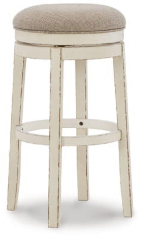 Transitional Beige 15.91" Swivel Backless Wood Barstool